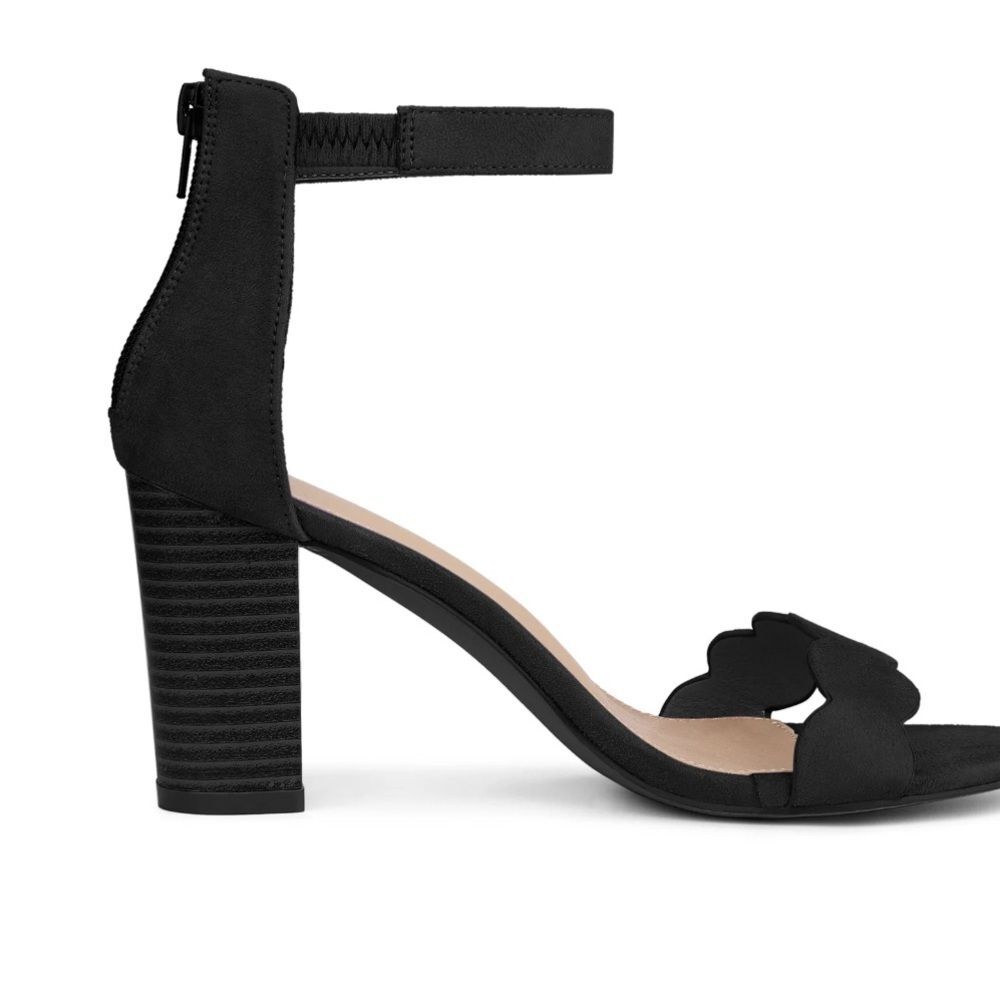 Perphy brand Elegant Black Ankle Strap Heels size 7 - Picture 3 of 4